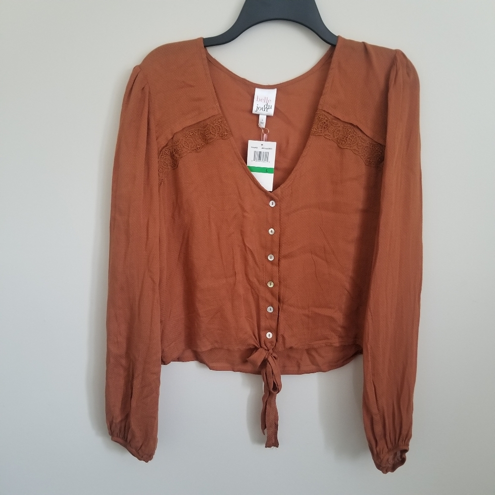 Brown Long Sleeve button down top